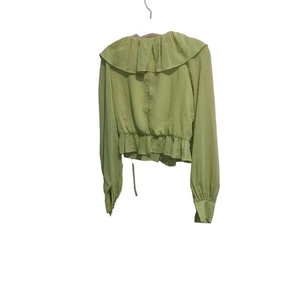 X by NBD Mustard Long Sleeve Ruffle Lace Up Top - Picture 9 of 10